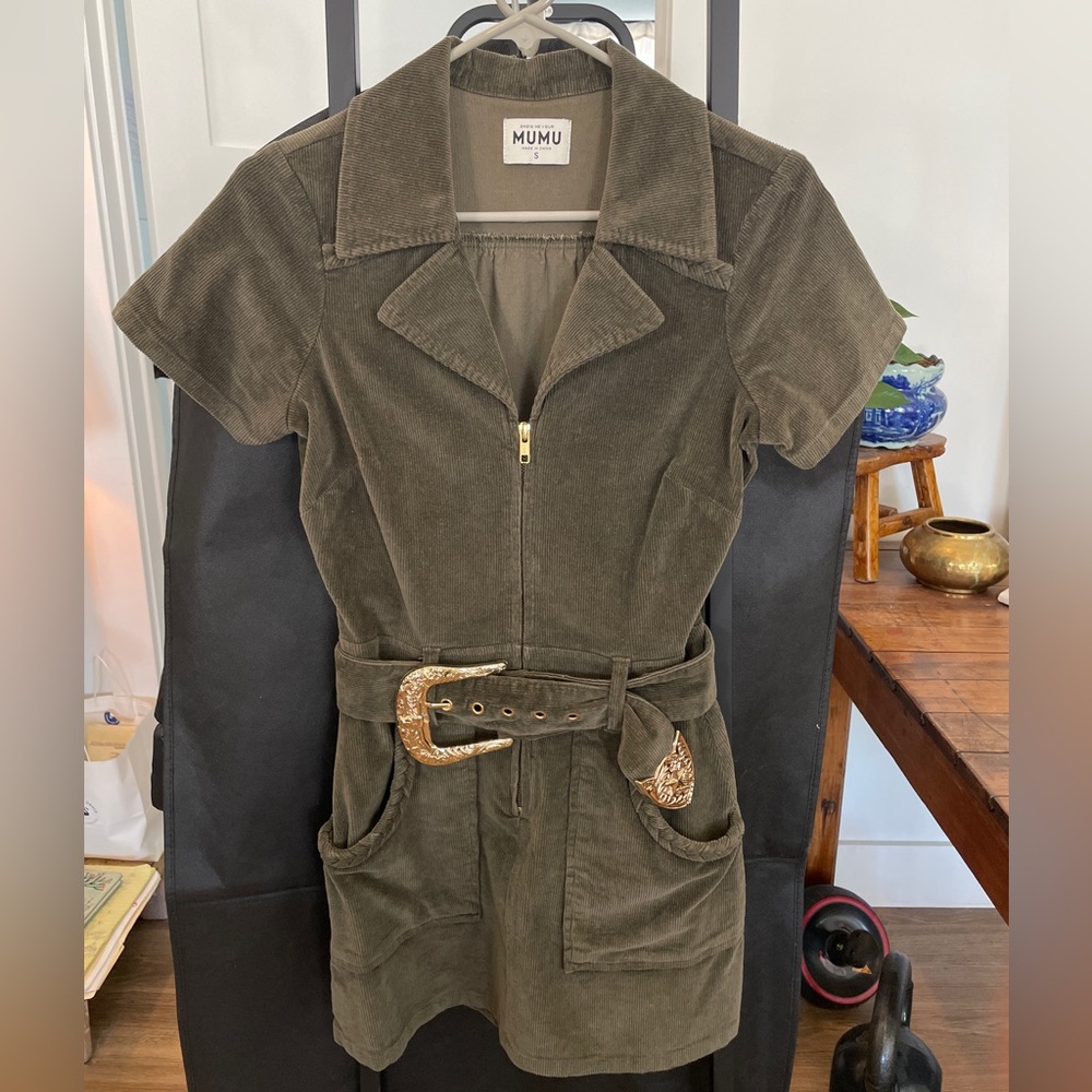 Outlaw Dress in Green Corduroy - Picture 5 of 12